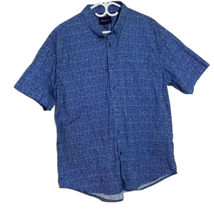 Jachs New York men blue button up short  sleeve casual shirt size XL